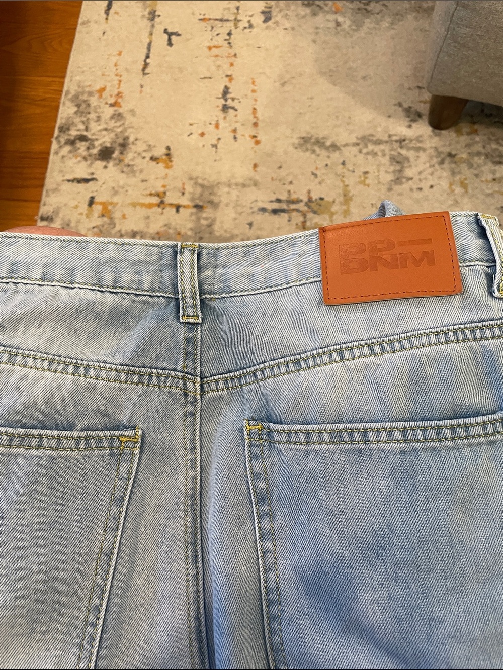 Princess Polly Light Blue Denim Jeans with Yellow Stitching - Picture 4 of 7